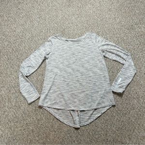 Zyia Ash Split Back Space Dye Gray Womens M Thumbholes Breathable Long Sleeve